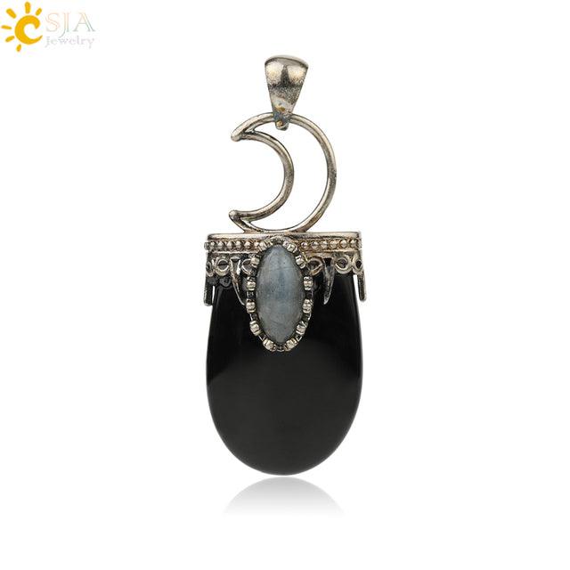 Natural Stone Crystal Antique Pendant Necklace - ItemBear.com