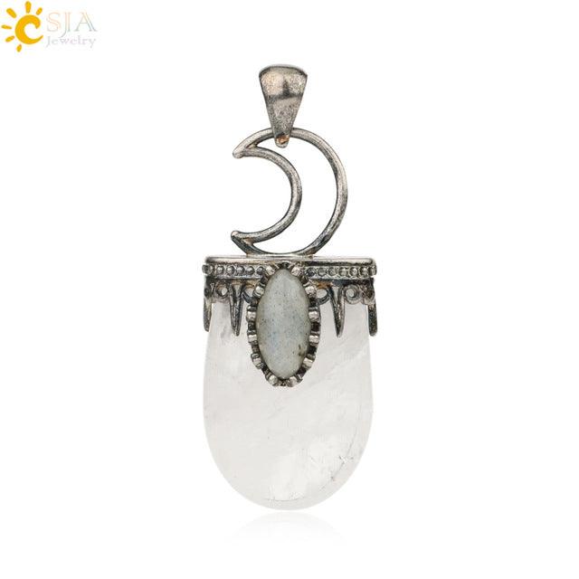 Natural Stone Crystal Antique Pendant Necklace - ItemBear.com