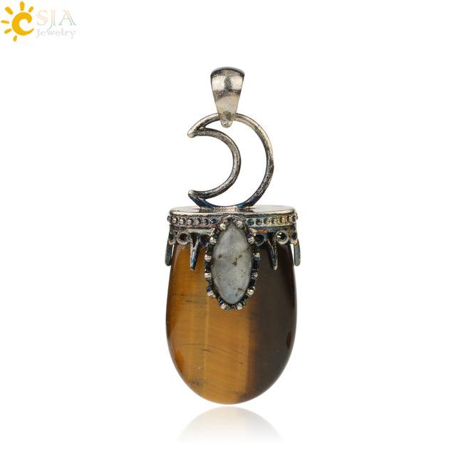 Natural Stone Crystal Antique Pendant Necklace - ItemBear.com