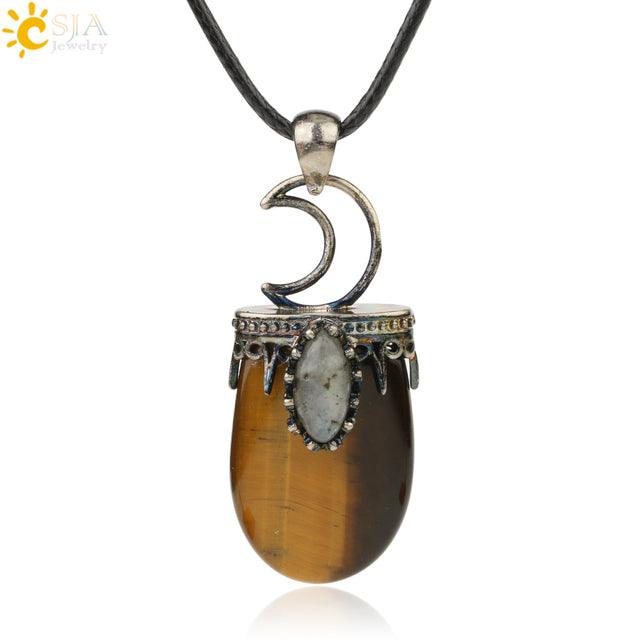 Natural Stone Crystal Antique Pendant Necklace - ItemBear.com