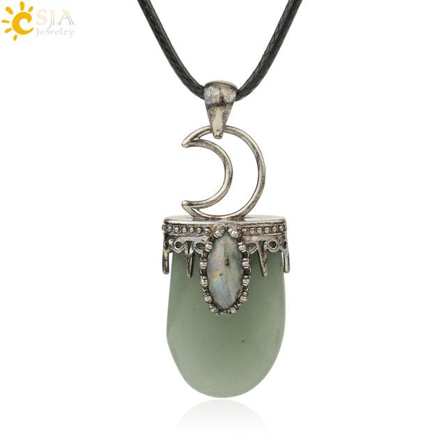 Natural Stone Crystal Antique Pendant Necklace - ItemBear.com