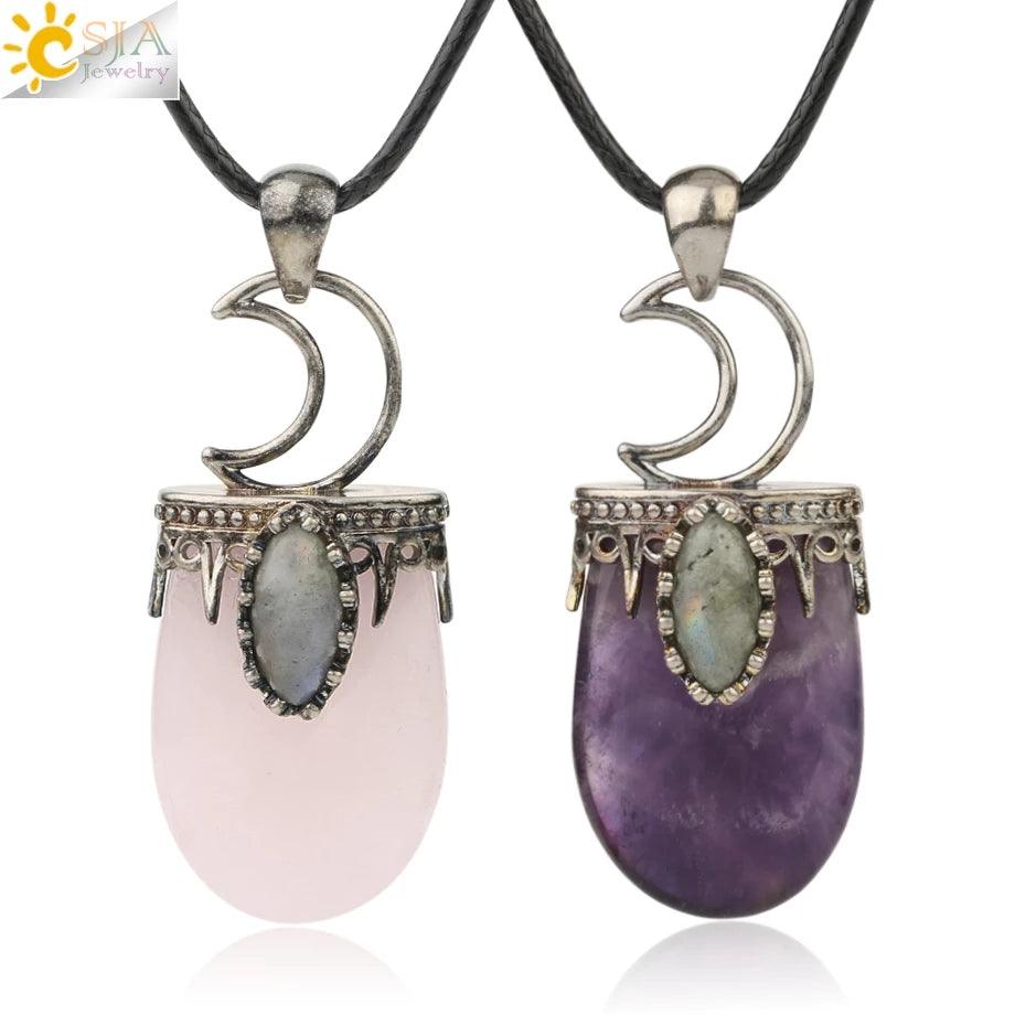 Natural Stone Crystal Antique Pendant Necklace - ItemBear.com