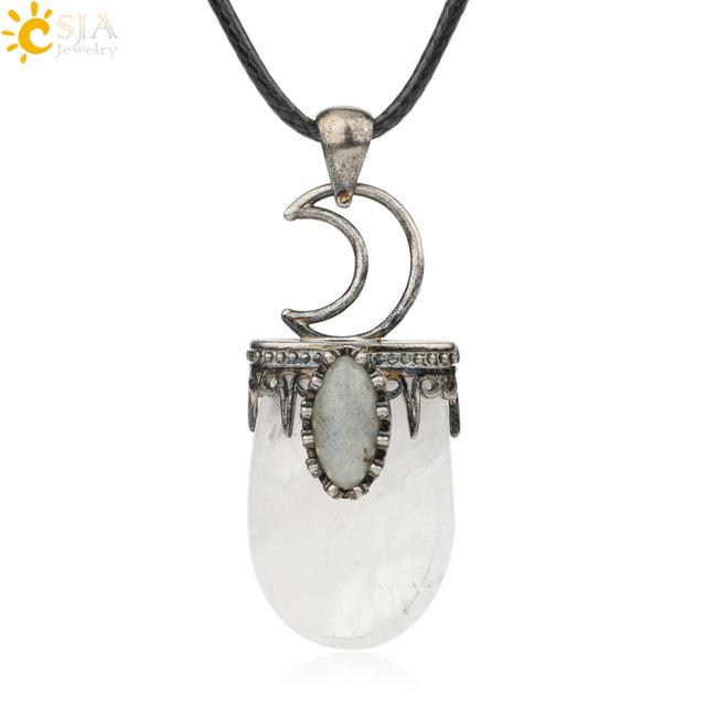 Natural Stone Crystal Antique Pendant Necklace - ItemBear.com