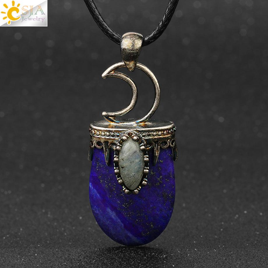 Natural Stone Crystal Antique Pendant Necklace - ItemBear.com