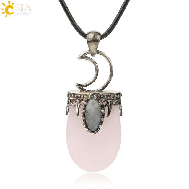 Natural Stone Crystal Antique Pendant Necklace - ItemBear.com