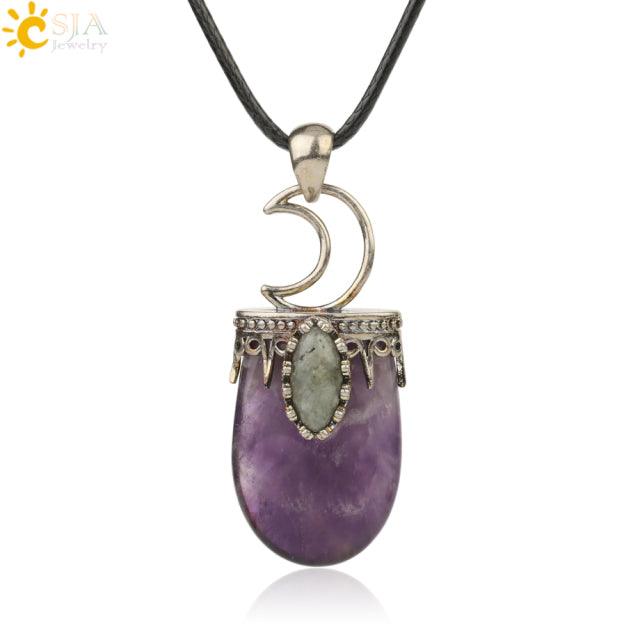 Natural Stone Crystal Antique Pendant Necklace - ItemBear.com