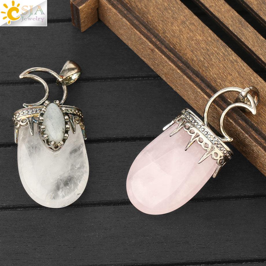 Natural Stone Crystal Antique Pendant Necklace - ItemBear.com