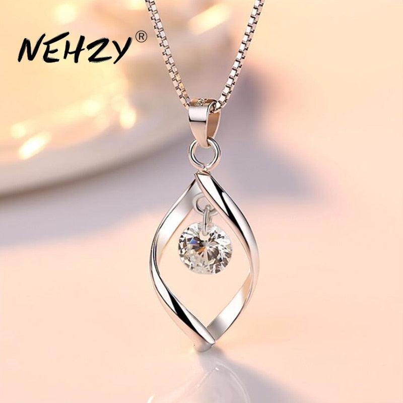 NEHZY 925 sterling silver women's fashion new jewelry high quality crystal zircon retro simple pendant necklace long 45CM - ItemBear.com