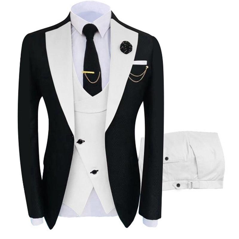 New Costume Homme Popular Clothing Luxury Party Stage Men&#39;s Suit Groomsmen Regular Fit Tuxedo 3 Peice Set Jacket+Trousers+Vest - ItemBear.com