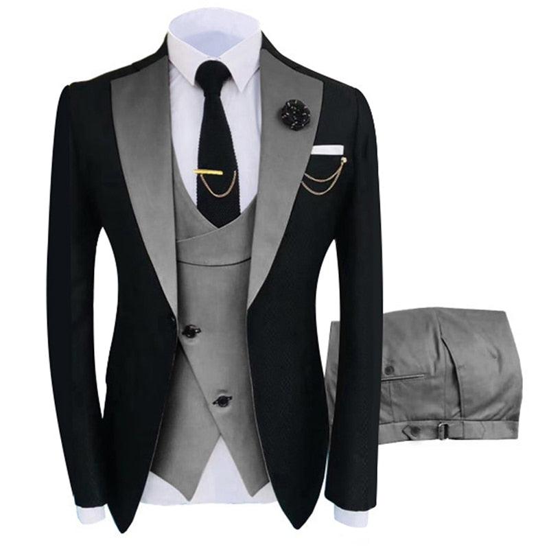 New Costume Homme Popular Clothing Luxury Party Stage Men&#39;s Suit Groomsmen Regular Fit Tuxedo 3 Peice Set Jacket+Trousers+Vest - ItemBear.com