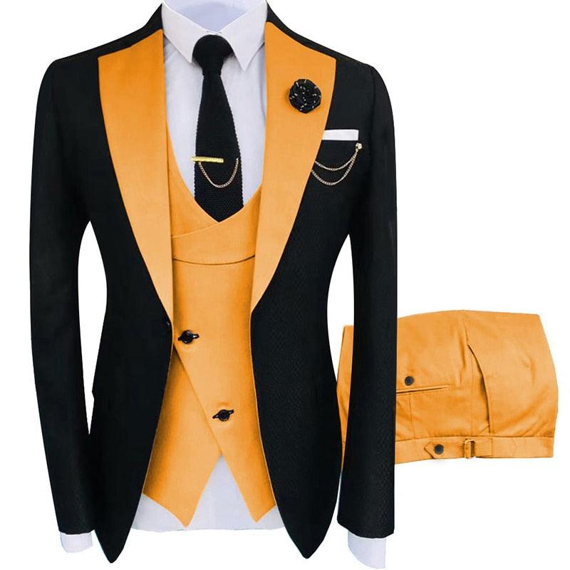 New Costume Homme Popular Clothing Luxury Party Stage Men&#39;s Suit Groomsmen Regular Fit Tuxedo 3 Peice Set Jacket+Trousers+Vest - ItemBear.com