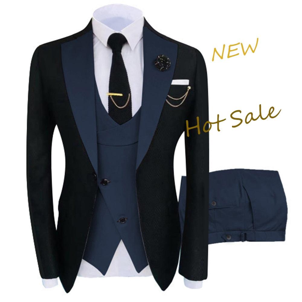 New Costume Homme Popular Clothing Luxury Party Stage Men&#39;s Suit Groomsmen Regular Fit Tuxedo 3 Peice Set Jacket+Trousers+Vest - ItemBear.com