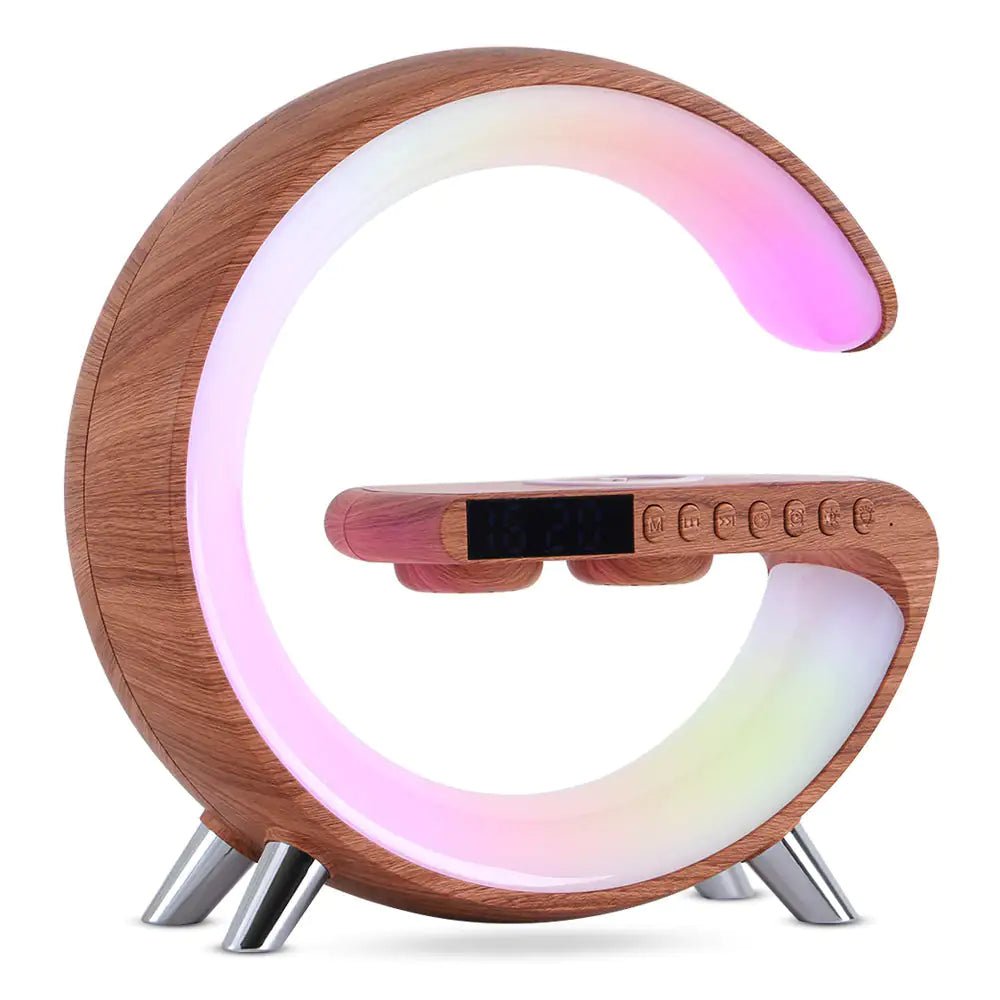 New Intelligent G Shaped LED Lamp Bluetooth Speake Wireless Charger Atmosphere Lamp App Control For Bedroom Home Decor - ItemBear.com