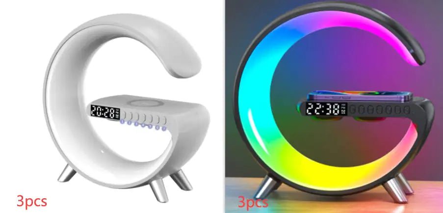 New Intelligent G Shaped LED Lamp Bluetooth Speake Wireless Charger Atmosphere Lamp App Control For Bedroom Home Decor - ItemBear.com