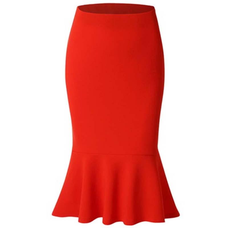 New Skirts Hot Sale Women's Spring Autumn Elastic High Waist Ruffles Skirts Woman Hip Trumpet Skirt Mermaid - ItemBear.com