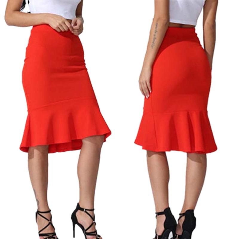 New Skirts Hot Sale Women's Spring Autumn Elastic High Waist Ruffles Skirts Woman Hip Trumpet Skirt Mermaid - ItemBear.com