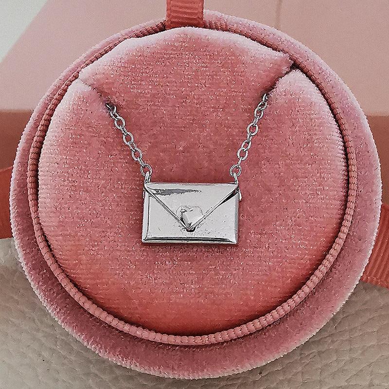 New Trendy Envelop Love Letter Silver Necklace - ItemBear.com