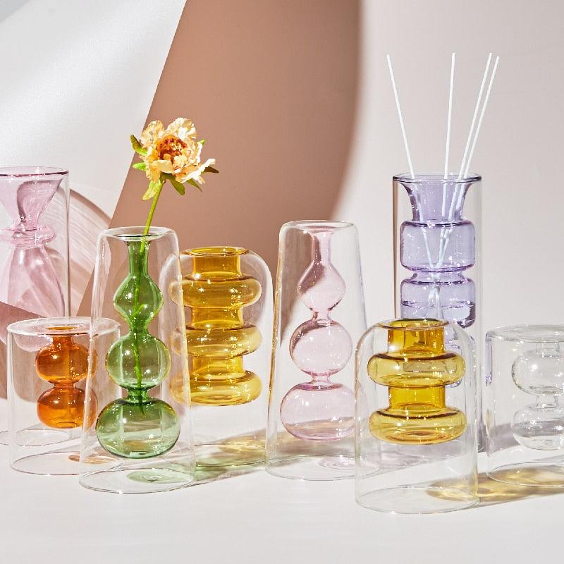 Nordic creative colored glass vase ornaments creative hydroponic - ItemBear.com