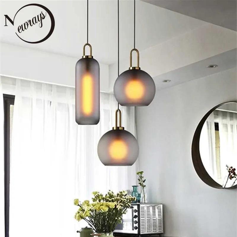 Nordic modern simple glass ball LED E27 pendant lights interior lighting lamps restaurant bedroom stair decoration hanging light - ItemBear.com