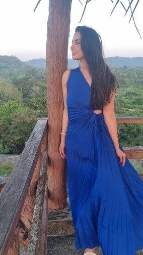 One Shoulder Pleated Maxi Dress - ItemBear.com