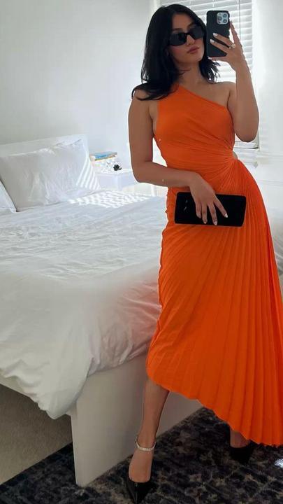 One Shoulder Pleated Maxi Dress - ItemBear.com