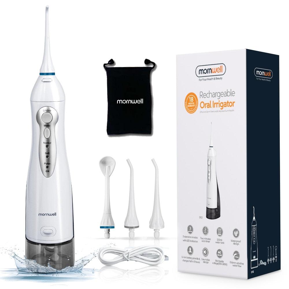 Oral Irrigator USB Rechargeable Water Flosser Portable Dental Water Jet 300ML Water Tank Waterproof Teeth Cleaner - ItemBear.com