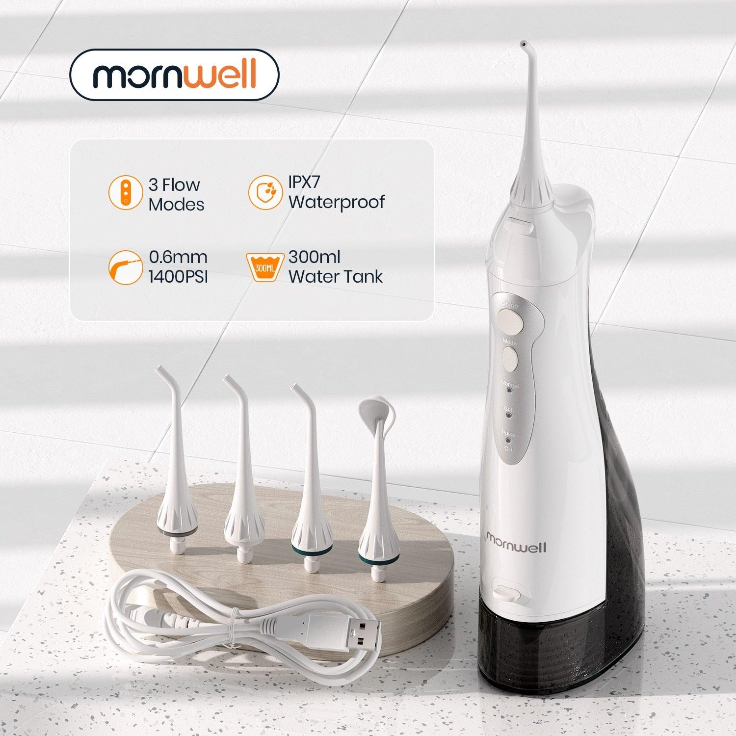 Oral Irrigator USB Rechargeable Water Flosser Portable Dental Water Jet 300ML Water Tank Waterproof Teeth Cleaner - ItemBear.com