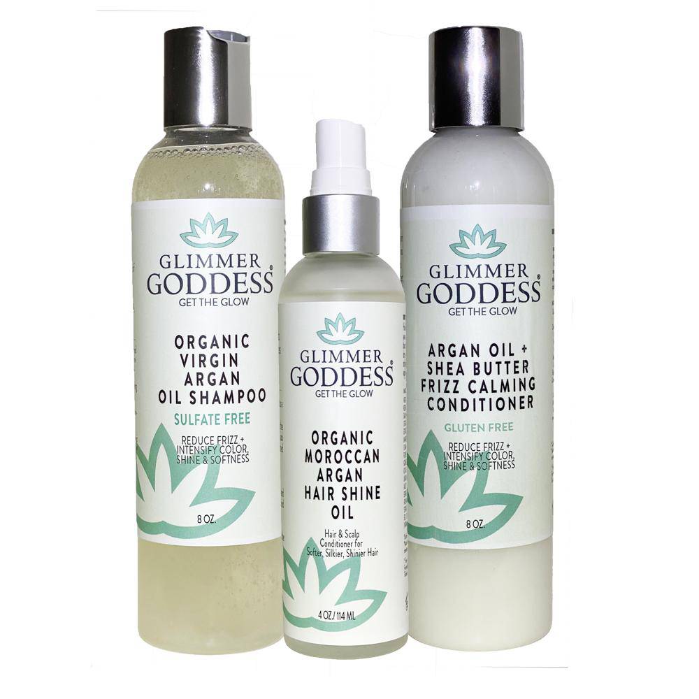 Organic Argan Oil Trio (Shampoo + Conditioner + Hair Shine Spray) - ItemBear.com