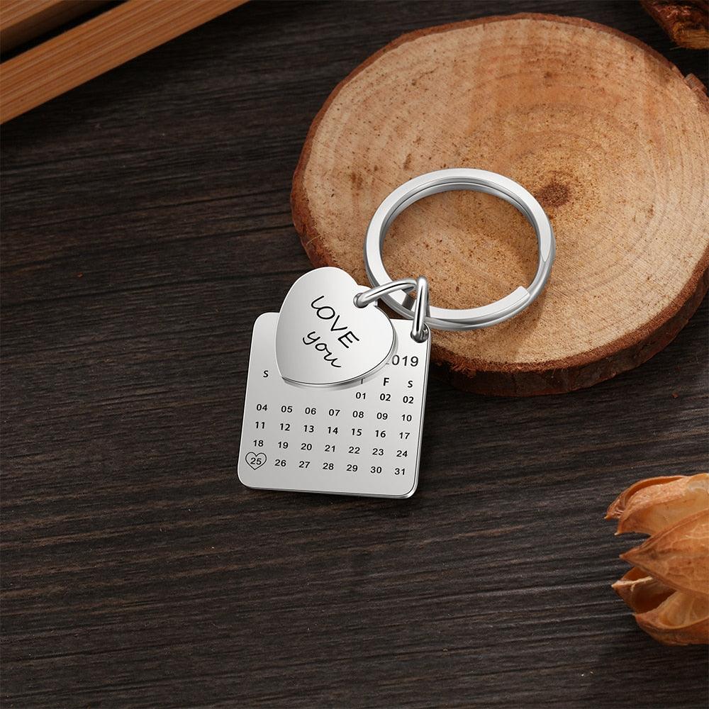 Personalized Calendar Keychain Hand Carved - ItemBear.com