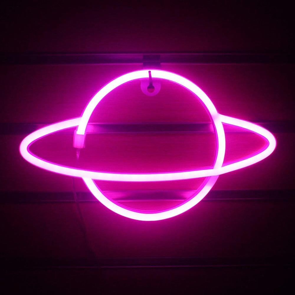 Planet LED Lights Neon Light Sign Bedroom Decor Neon Sign Night Lamp for Rooms Wall Art Bar Party USB or Battery Powered - ItemBear.com