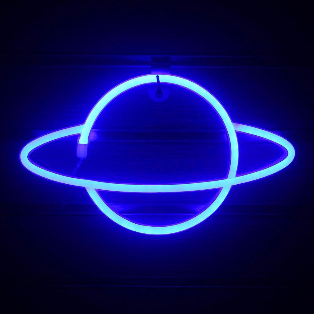 Planet LED Lights Neon Light Sign Bedroom Decor Neon Sign Night Lamp for Rooms Wall Art Bar Party USB or Battery Powered - ItemBear.com