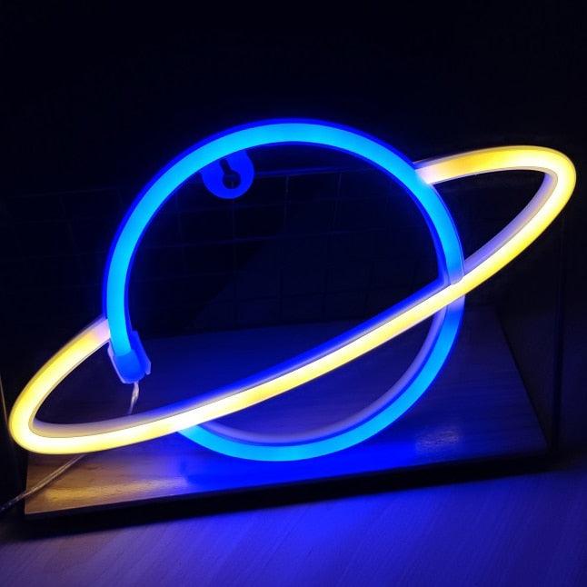 Planet LED Lights Neon Light Sign Bedroom Decor Neon Sign Night Lamp for Rooms Wall Art Bar Party USB or Battery Powered - ItemBear.com