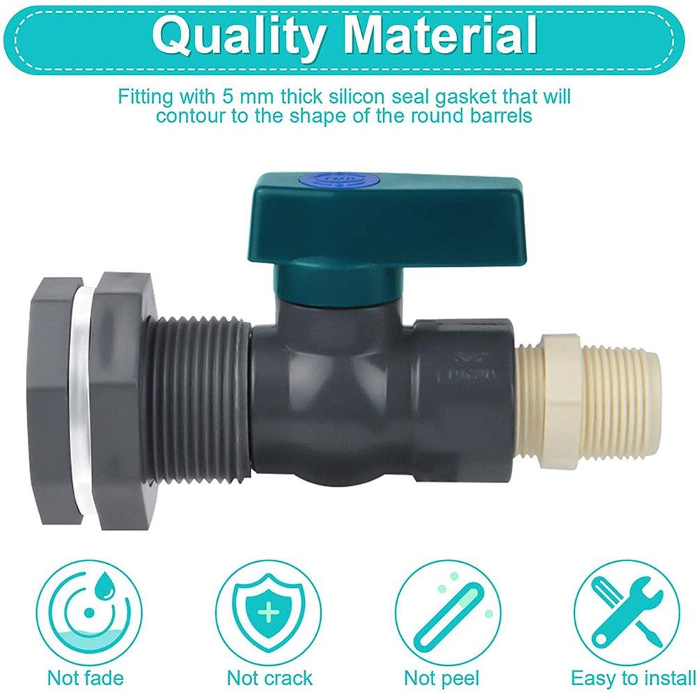 Rain Barrel Diverter Kit for PVC Water Barrel Spigot 3/4Fittings Ball Valve Garden Faucet For 20 Liters 50 Liters 100 Lite - ItemBear.com