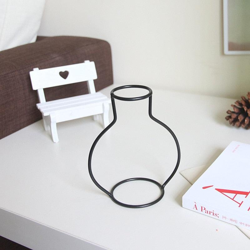 Retro Iron Line Table Flowers Vases Nordic Decoration Home Metal Plant Holder Nordic Styles Flower Vase Home Decor 8 Shapes - ItemBear.com