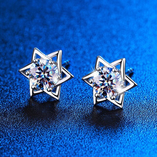 Shinny Hexagram Moissanite Stud Earrings - ItemBear.com