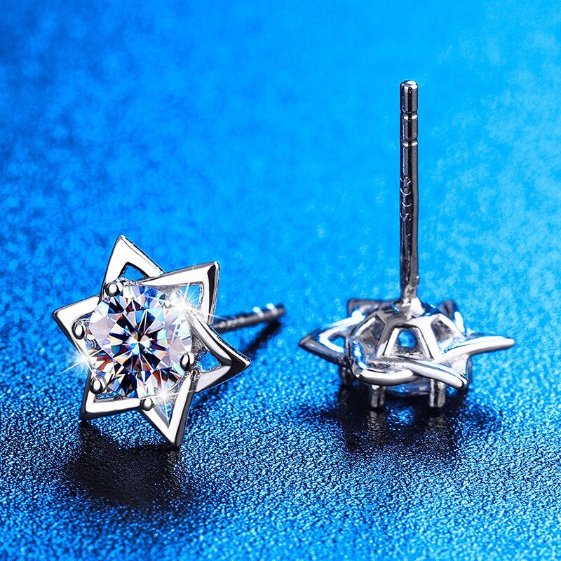 Shinny Hexagram Moissanite Stud Earrings - ItemBear.com