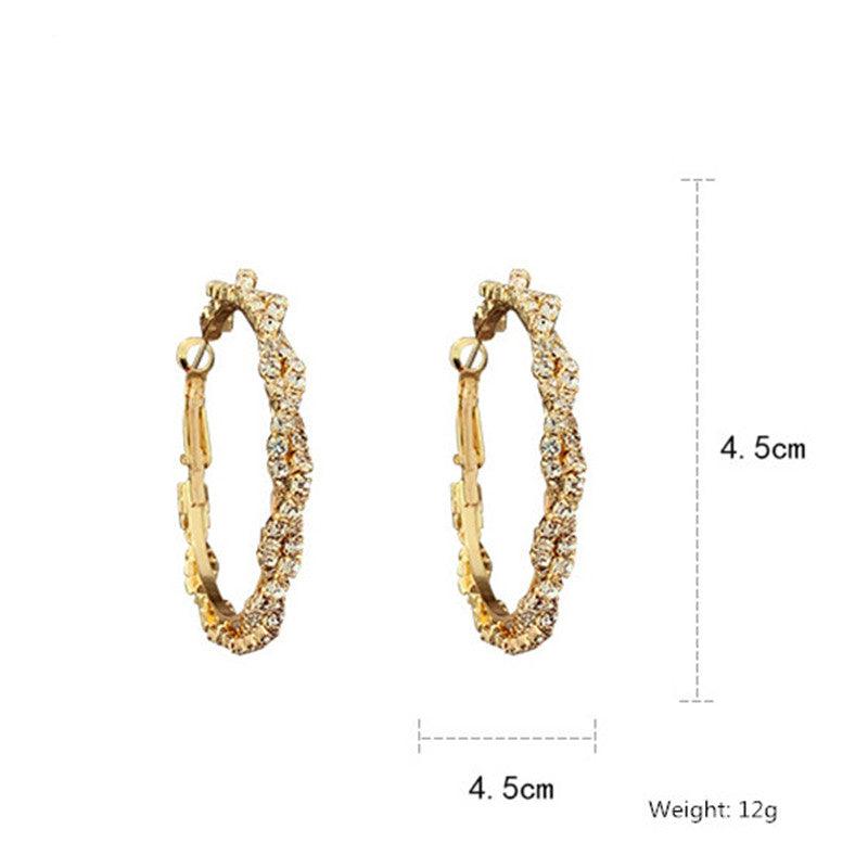 Shiny Screw Crystal Round Hoop Earrings - ItemBear.com