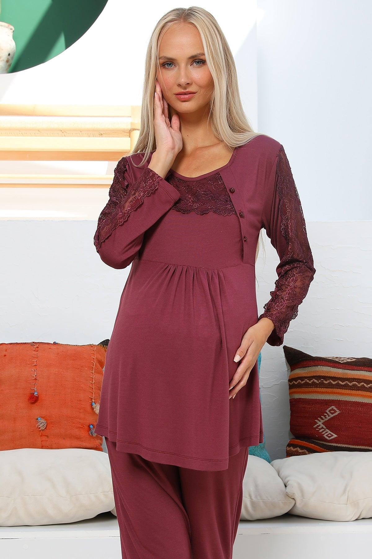 Shopymommy 55703 Elegance Lace Sleeves 3-Pieces Maternity & Nursing - ItemBear.com