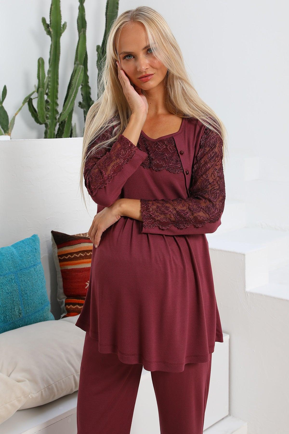 Shopymommy 55703 Elegance Lace Sleeves 3-Pieces Maternity & Nursing - ItemBear.com