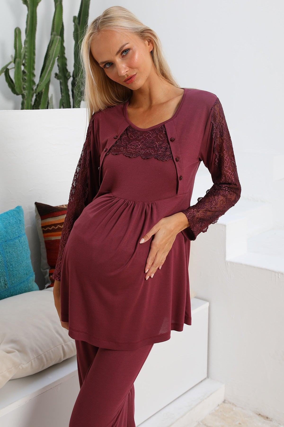 Shopymommy 55703 Elegance Lace Sleeves 3-Pieces Maternity & Nursing - ItemBear.com