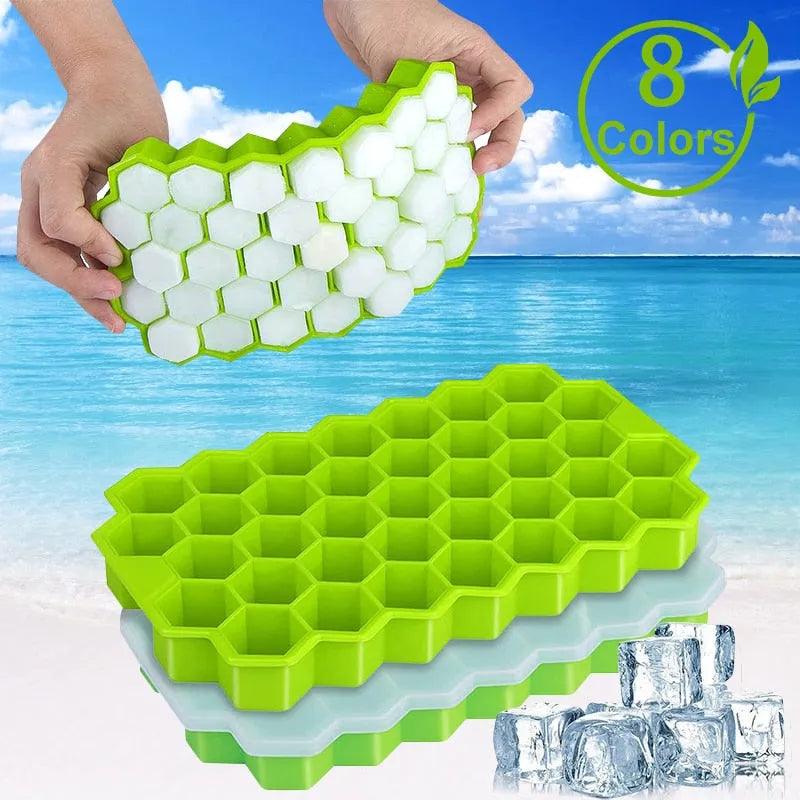 SILIKOLOVE Honeycomb Ice Cube Trays with Removable Lids Silica Gel Ice Cube Mold BPA Free - ItemBear.com