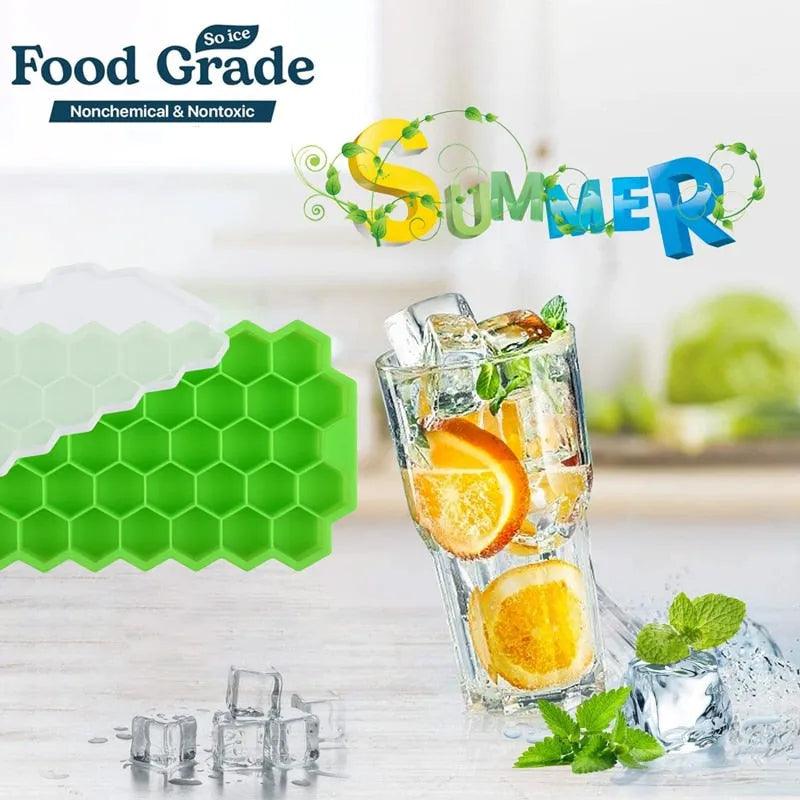 SILIKOLOVE Honeycomb Ice Cube Trays with Removable Lids Silica Gel Ice Cube Mold BPA Free - ItemBear.com