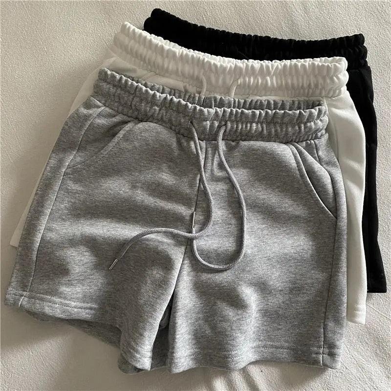 Solid Drawstring Elastic Waist Shorts - ItemBear.com