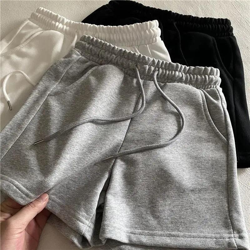 Solid Drawstring Elastic Waist Shorts - ItemBear.com