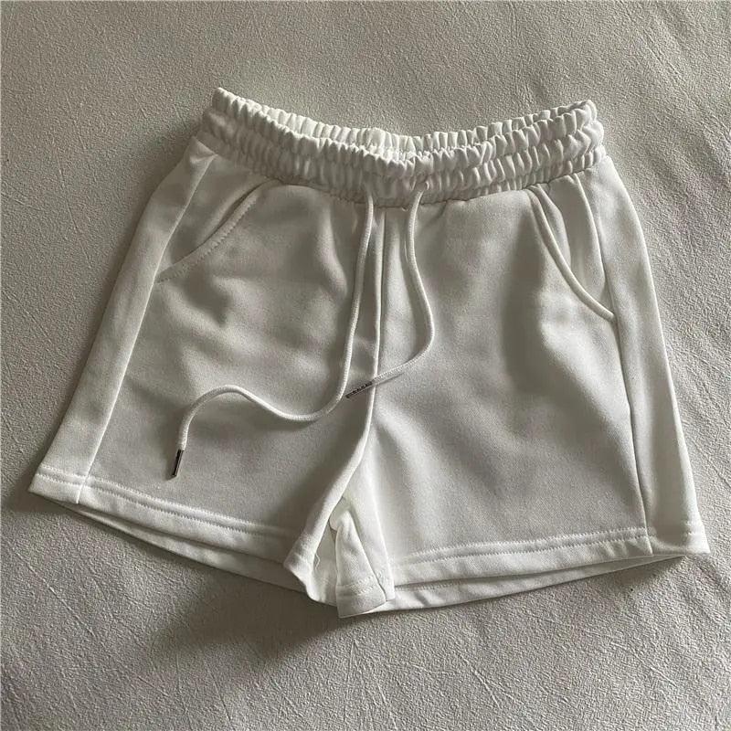 Solid Drawstring Elastic Waist Shorts - ItemBear.com