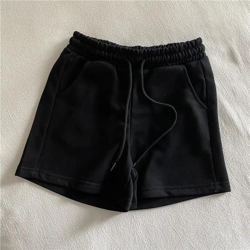 Solid Drawstring Elastic Waist Shorts - ItemBear.com