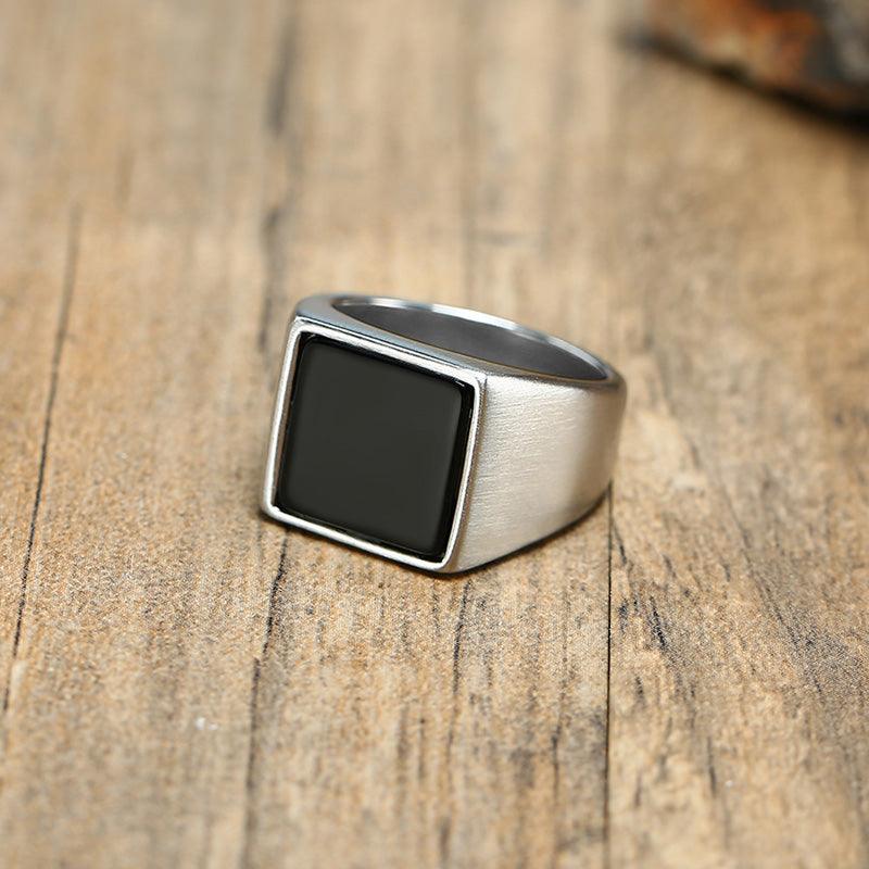 Stainless Steel Square Signet Ring - ItemBear.com