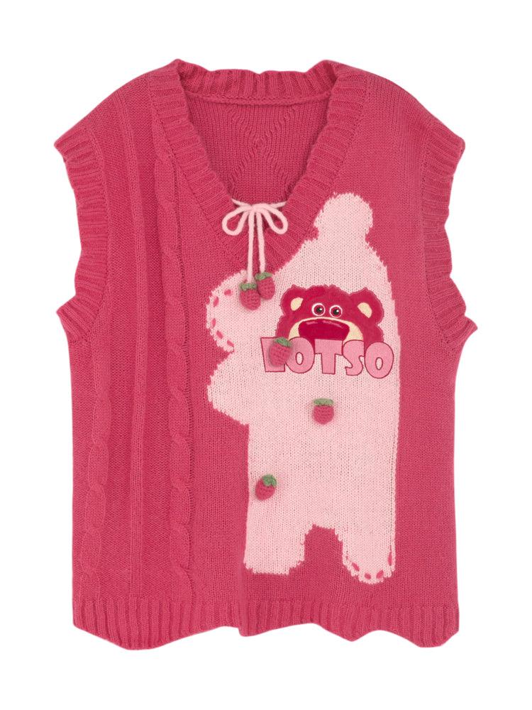 Strawberry Bear Original Mori Girl Tribal Cute Vest Vest Knitted Loose Outer Wear Sweater - ItemBear.com