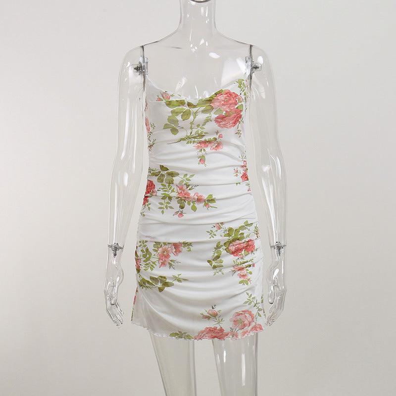 Summer Floral White Bodycon Mini Dress - ItemBear.com