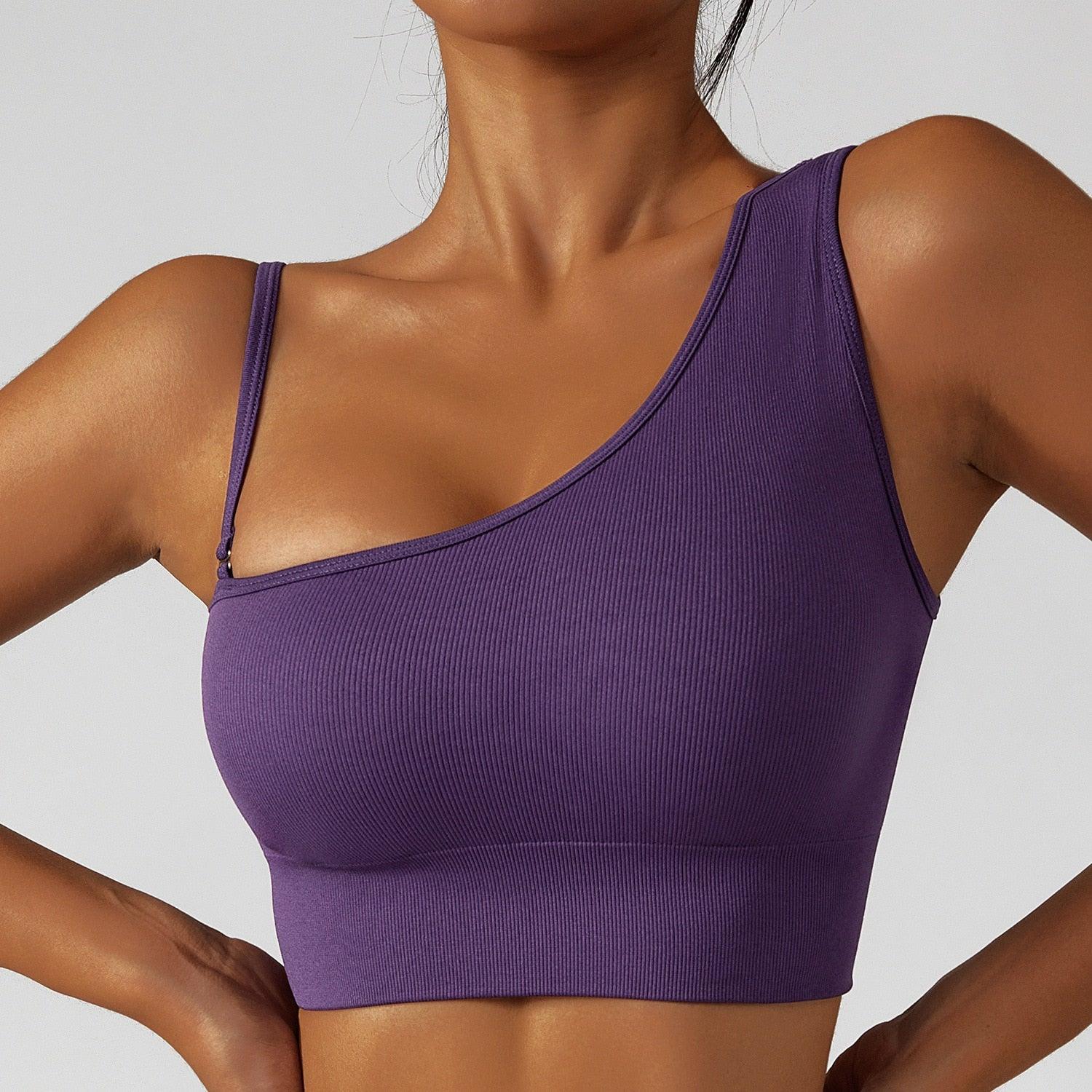 Summer Sexy Oblique Shoulder Yoga Clothes Tops - ItemBear.com